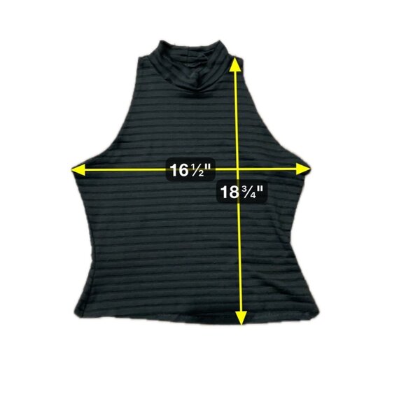 Black Textured Sleeveless Ribbed Mock Neck Top - Picture 6 of 8